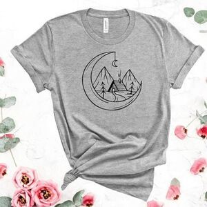 Explore Moon Cabin Camping Adventure Soft Graphic Tee Shirt TShirt T-Shirt